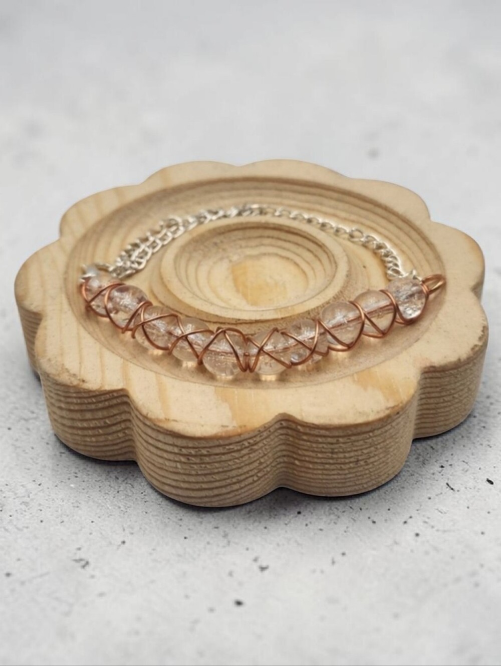 Handmade Wire-wrapped Adjustable Clear Crackled Beaded Bracelet